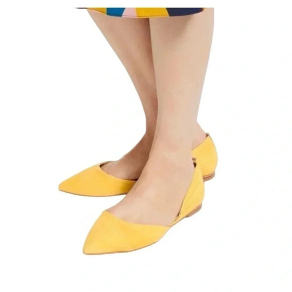 BODEN | Women's Henrietta Suede Pointed Toe D'Orsay Yellow Flats Size 38.5 - Picture 2 of 8